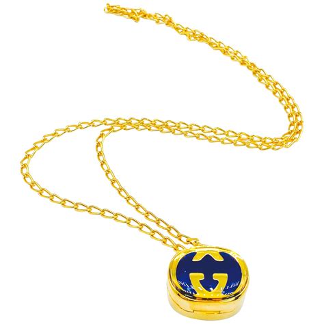 GUCCI Necklace 1970s Pill Box Pendant .